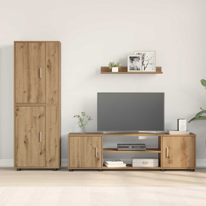 Conjunto De Mueble De Tv 4 Pcs Roble Artesanal