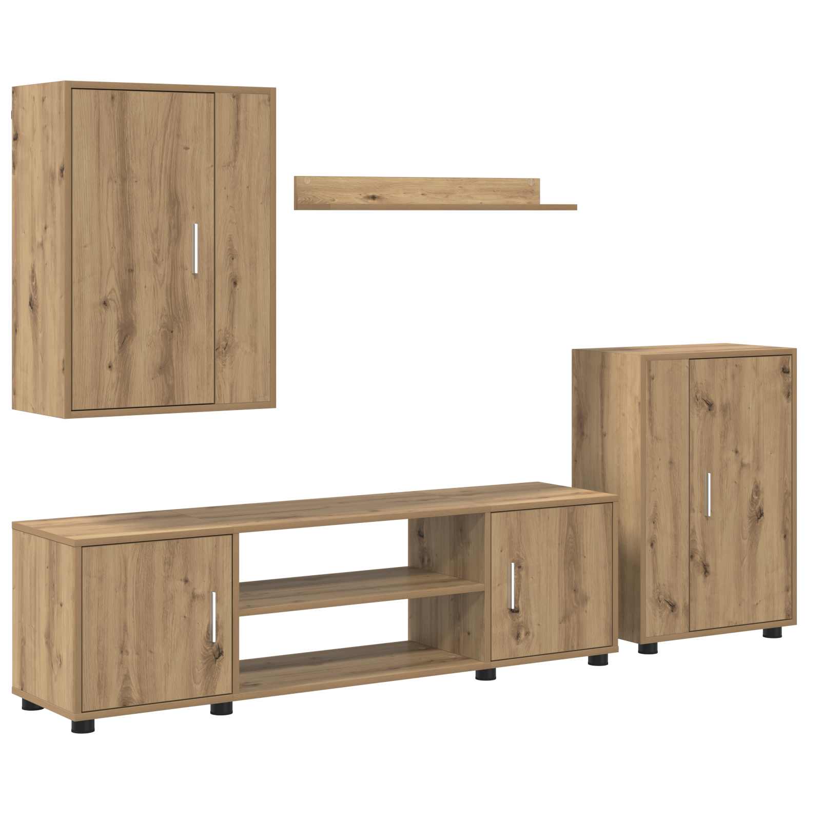 Conjunto De Mueble De Tv 4 Pcs Roble Artesanal