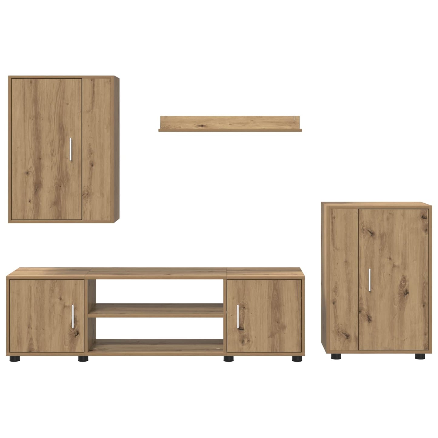 Conjunto De Mueble De Tv 4 Pcs Roble Artesanal
