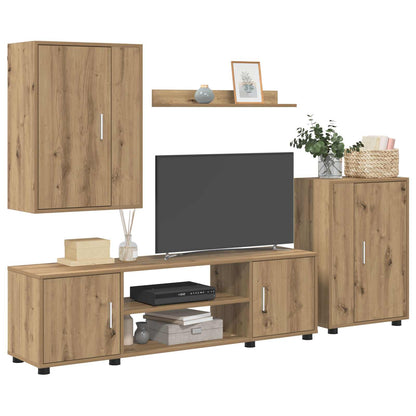 Conjunto De Mueble De Tv 4 Pcs Roble Artesanal