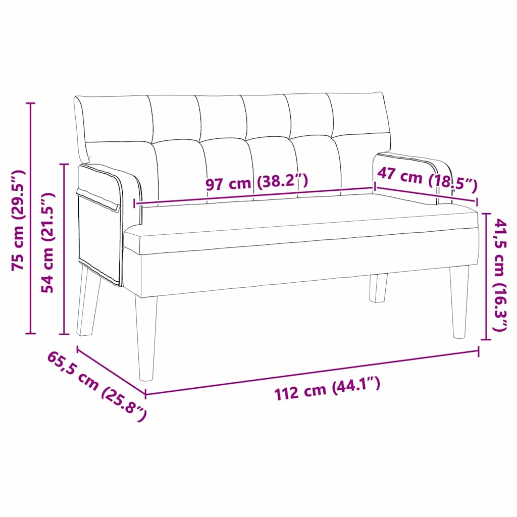 Banco Chesterfield 112 X 65,5 X 75 Cm Terciopelo