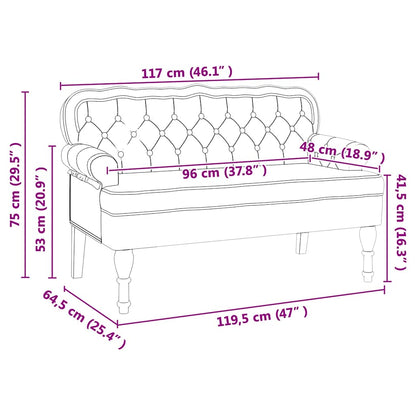 Banco Chesterfield 119,5 X 64,5 X 75 Cm Cuero Sintético