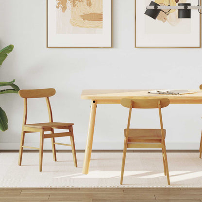 Silla De Comedor 2 Uds. Madera De Caucho Sólido Claro