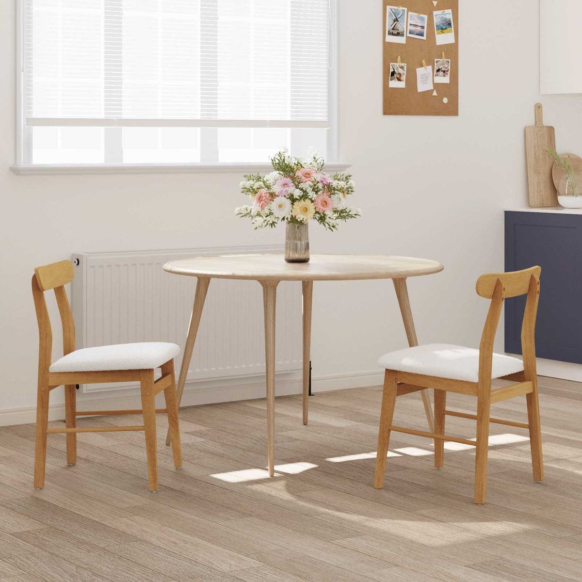 Silla De Comedor 2 Uds. Madera De Caucho Sólido Claro