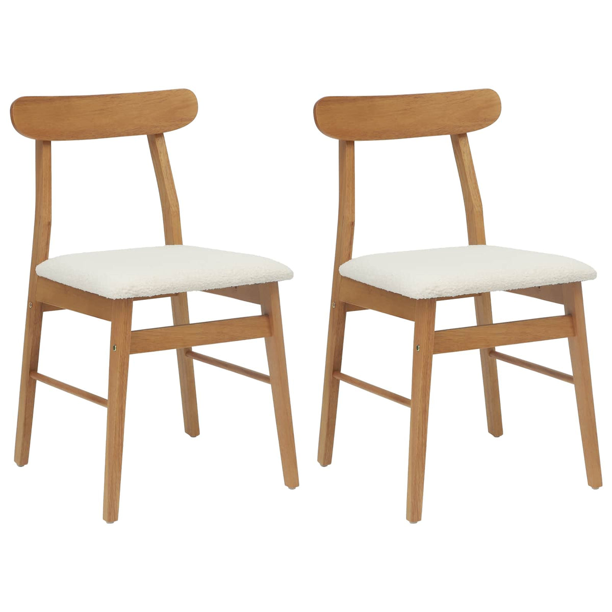 Silla De Comedor 2 Uds. Madera De Caucho Sólido Claro
