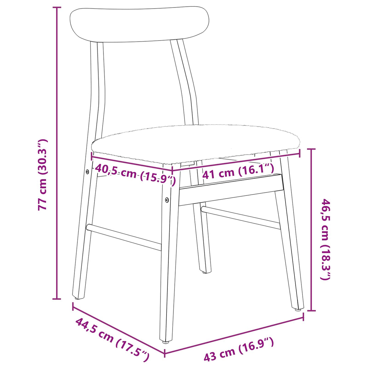 Silla De Comedor 2 Uds. Madera De Caucho Sólido Claro
