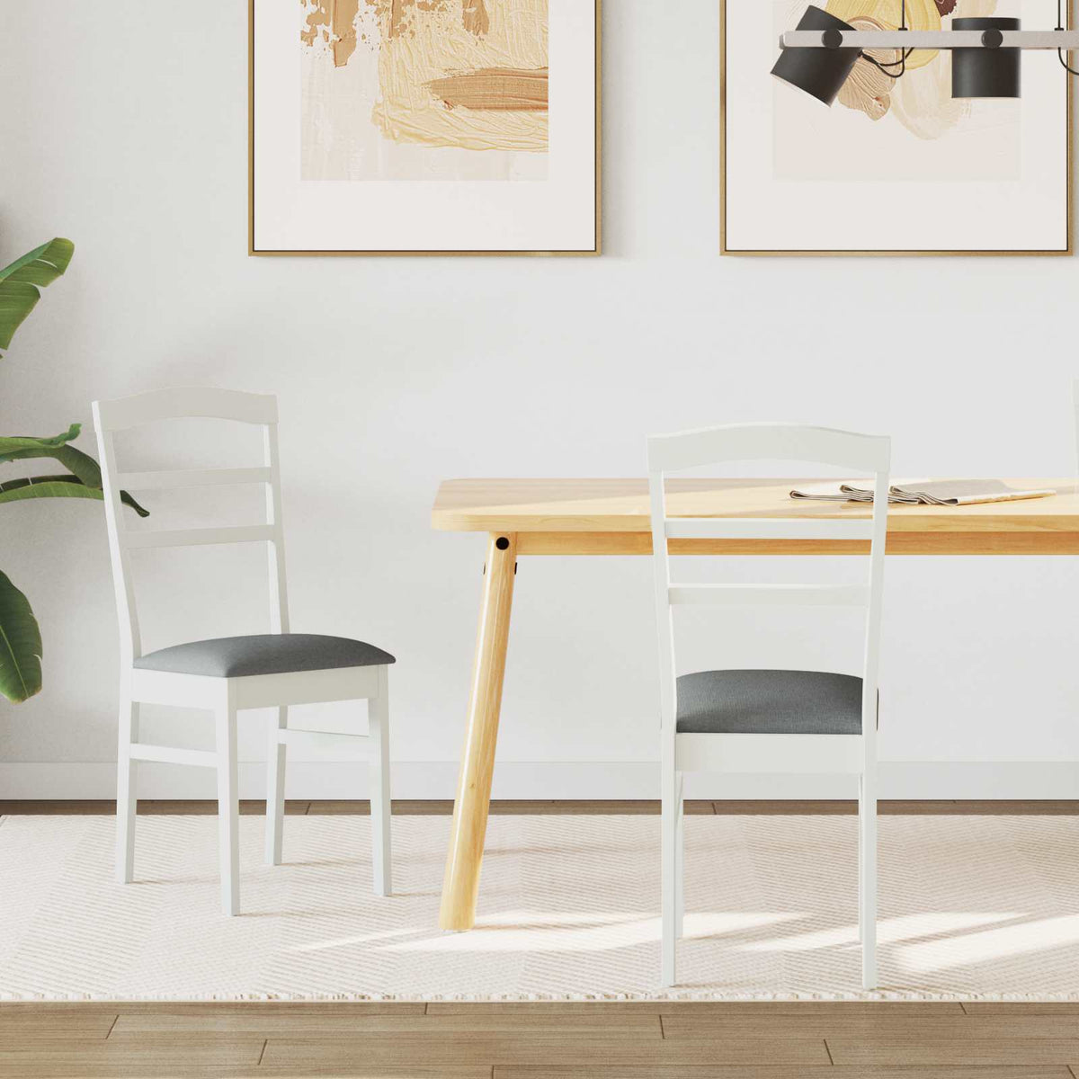 Silla De Comedor 2 Uds. Madera De Caucho Sólido