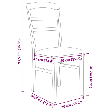 Silla De Comedor 2 Uds. Madera De Caucho Sólido