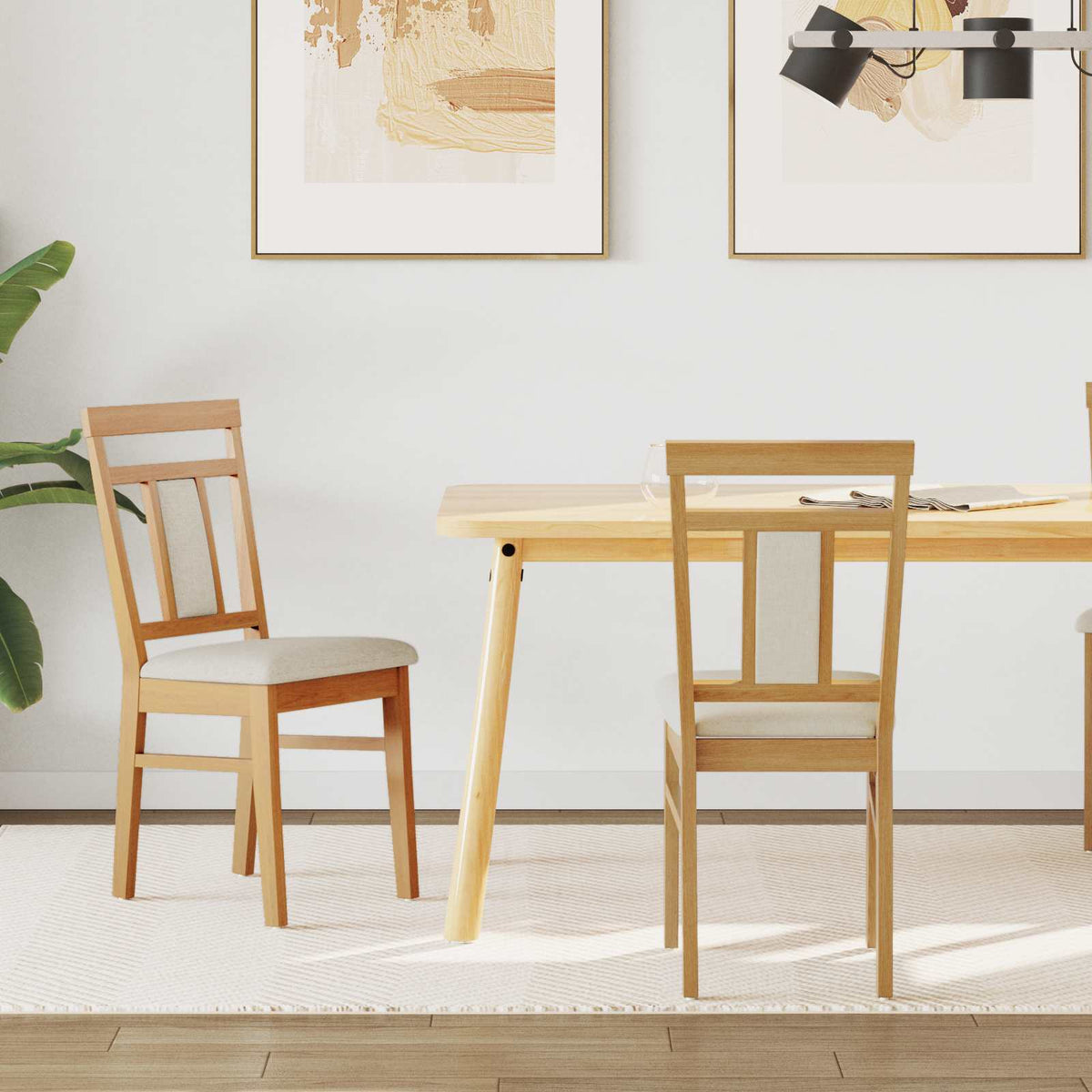 Silla De Comedor 2 Uds. Madera De Caucho Sólido