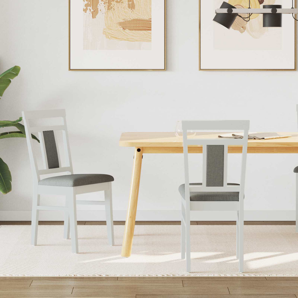 Silla De Comedor 2 Uds. Madera De Caucho Sólido