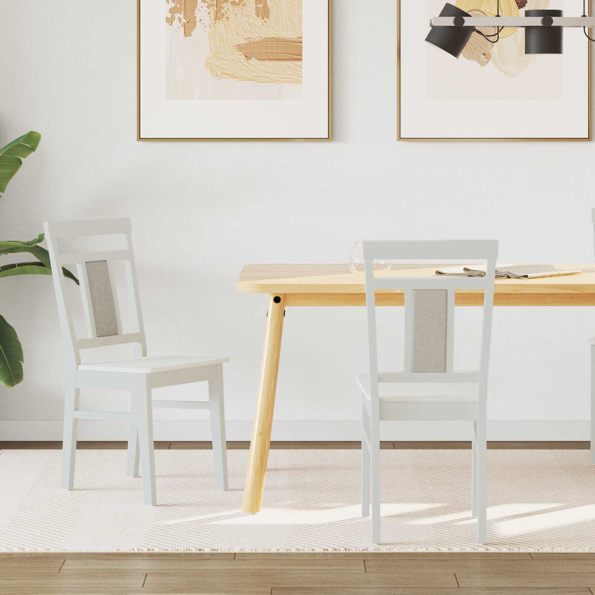 Silla De Comedor 2 Uds. Madera De Caucho Sólido