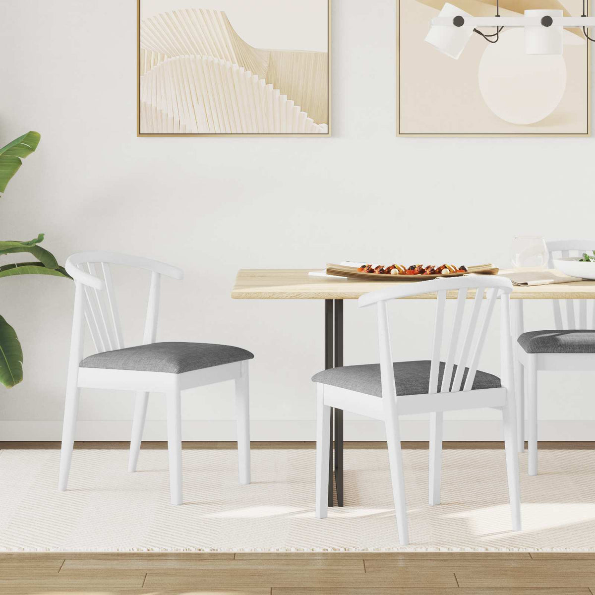 Silla De Comedor 2 Uds. Madera De Caucho Sólida