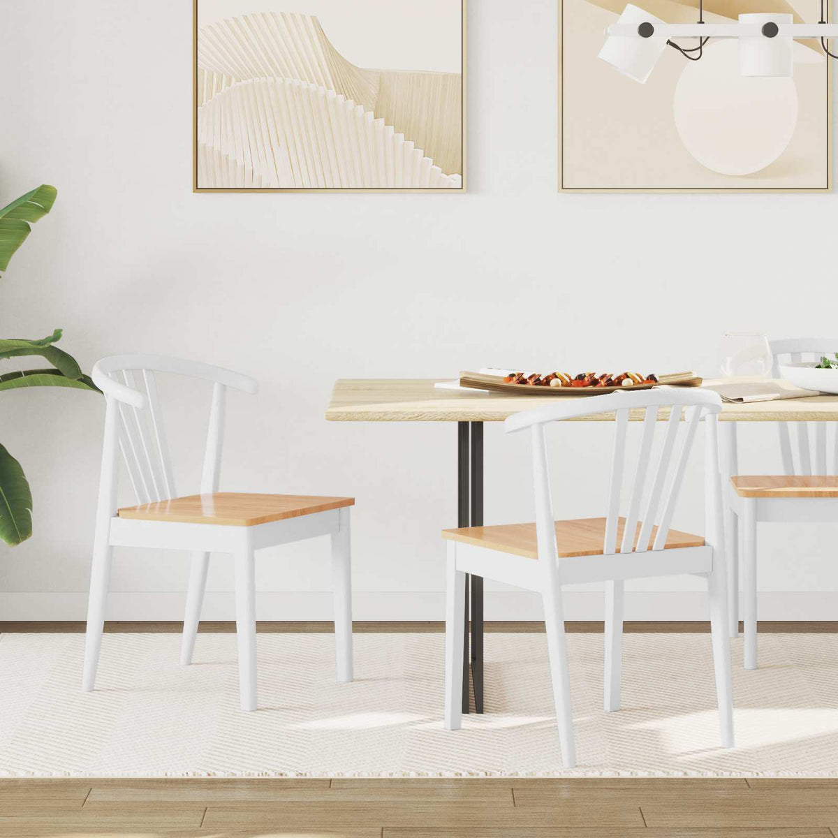 Silla De Comedor 2 Uds. Madera De Caucho Sólida