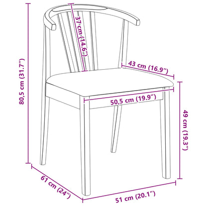 Silla De Comedor 2 Uds. Madera De Caucho Sólida