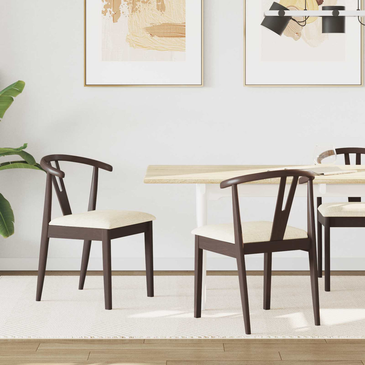 Silla De Comedor 2 Uds. Madera De Caucho Sólido