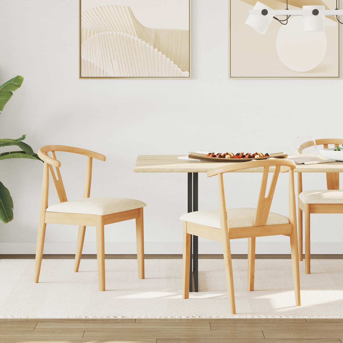 Silla De Comedor 2 Uds. Madera De Caucho Sólido