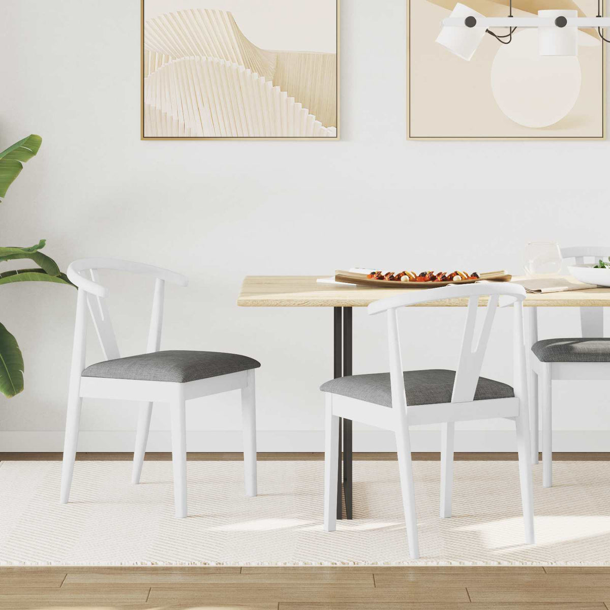 Silla De Comedor 2 Uds. Madera De Caucho Sólido