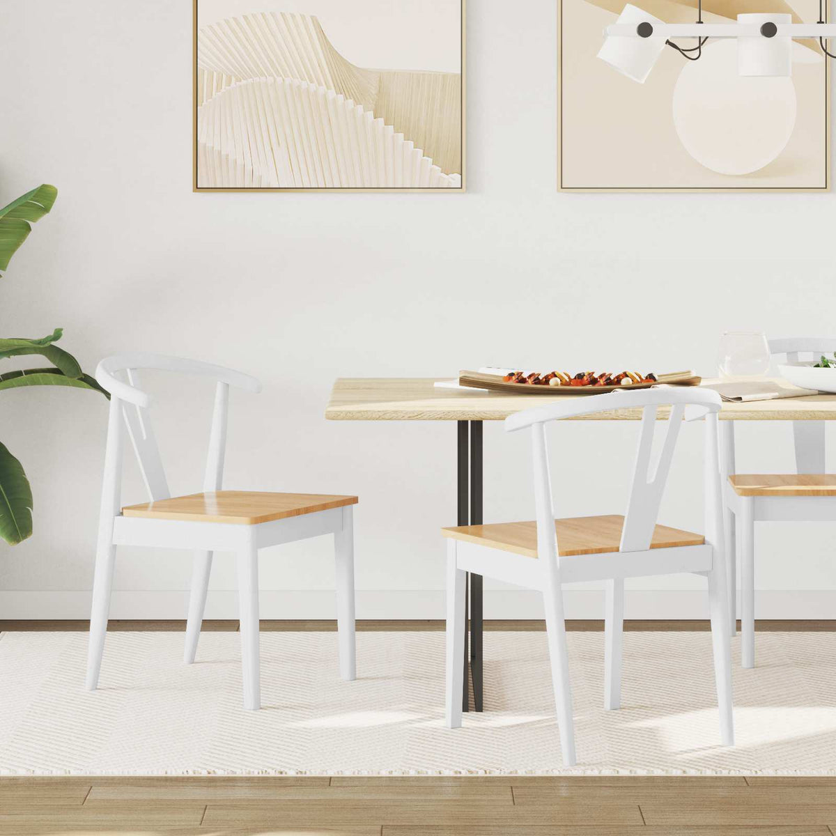Silla De Comedor 2 Uds. Madera De Caucho Sólido