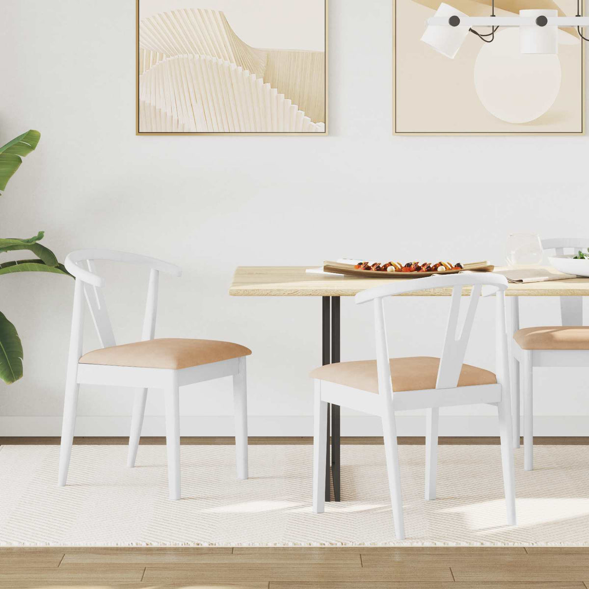 Silla De Comedor 2 Uds. Madera De Caucho Sólido