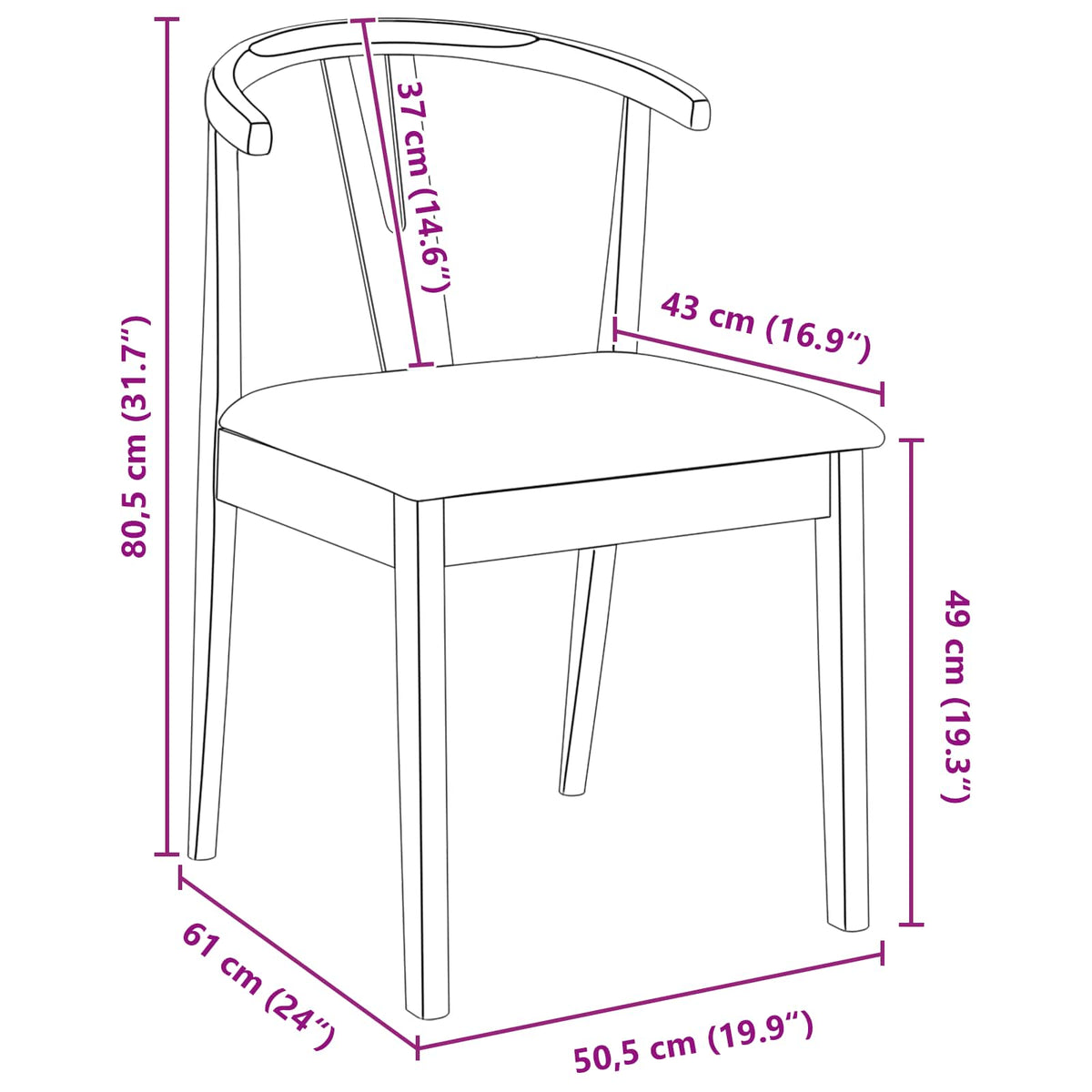 Silla De Comedor 2 Uds. Madera De Caucho Sólido