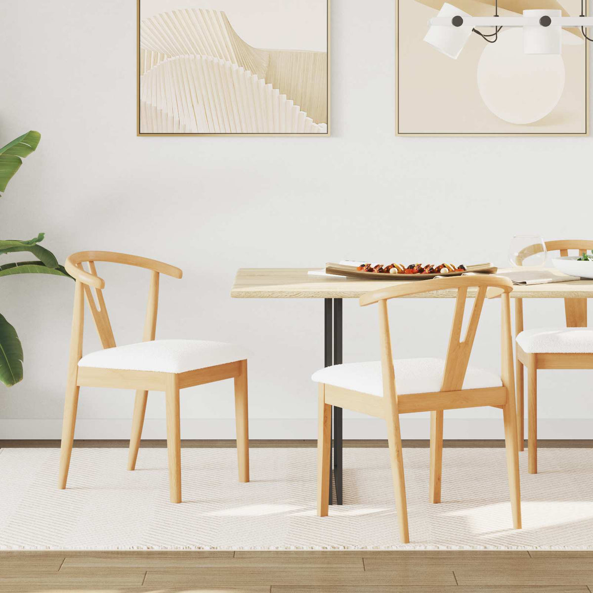 Silla De Comedor 2 Uds. Madera De Caucho Sólido