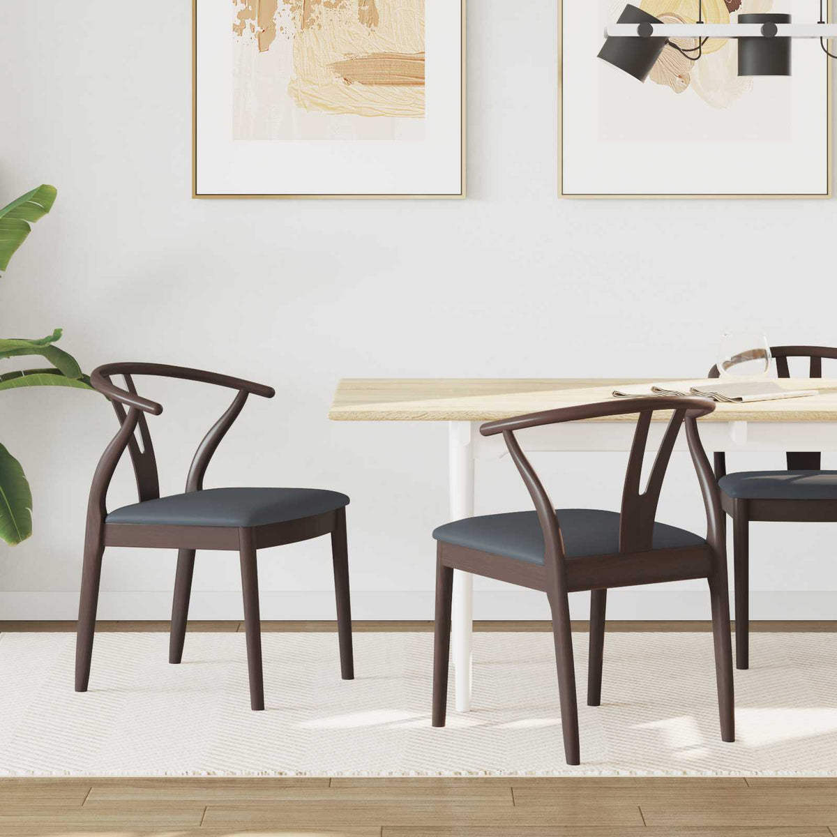 Silla De Comedor 2 Uds. Madera De Caucho Sólido