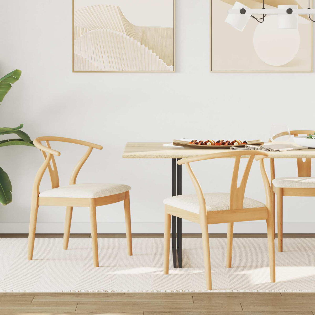 Silla De Comedor 2 Uds. Madera De Caucho Sólido
