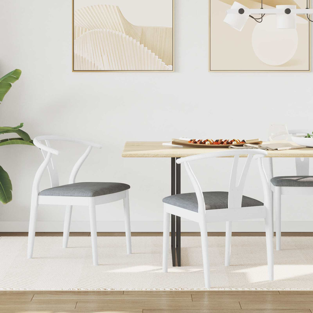 Silla De Comedor 2 Uds. Madera De Caucho Sólido