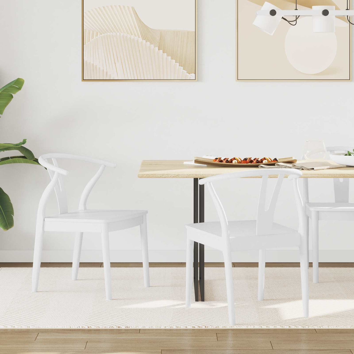 Silla De Comedor 2 Uds. Madera De Caucho Sólido