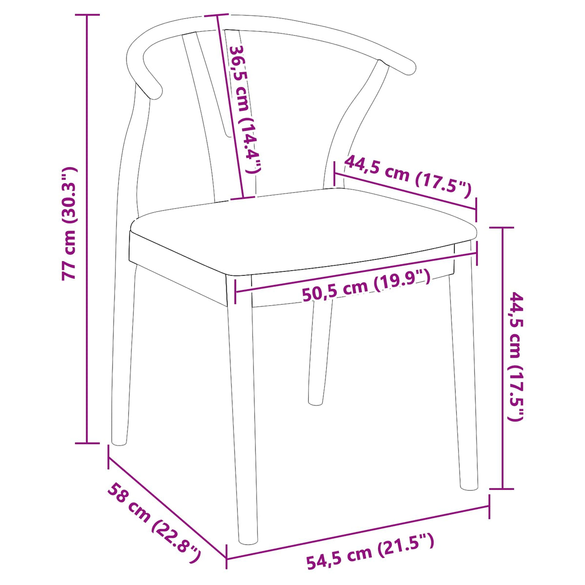 Silla De Comedor 2 Uds. Madera De Caucho Sólido