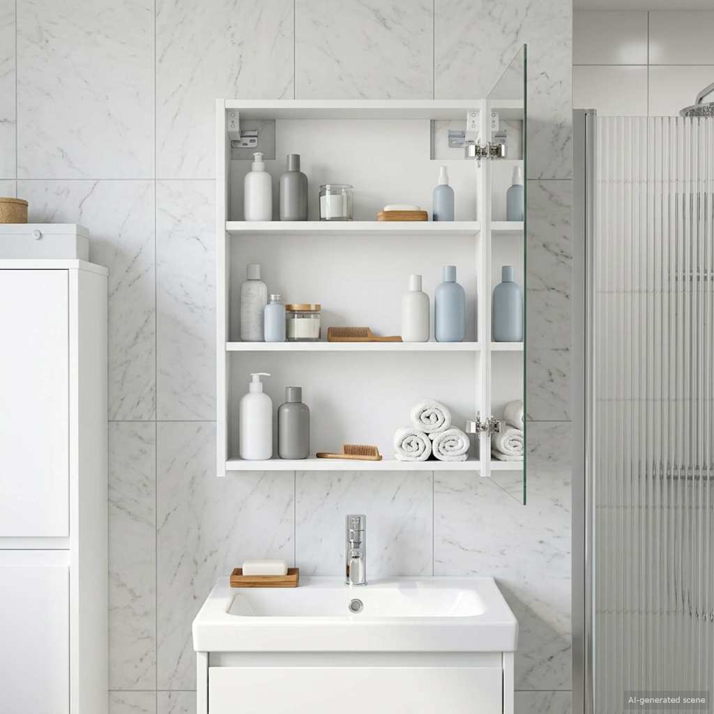 Armario Con Espejo De Baño Con Estante 50 X 14,5 X 70 Cm