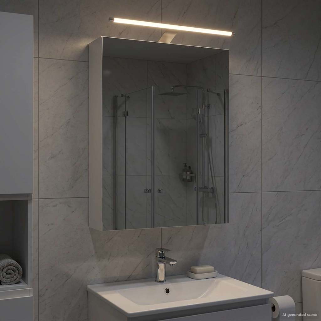 Armario Con Espejo De Baño Con Estante 50 X 14,5 X 70 Cm