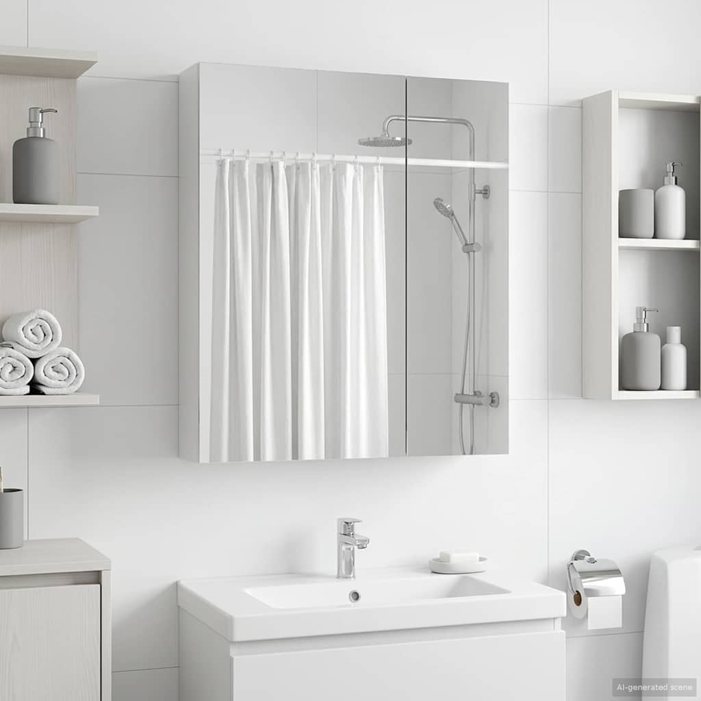 Armario Con Espejo De Baño Con Estante 60 X 14,5 X 70 Cm