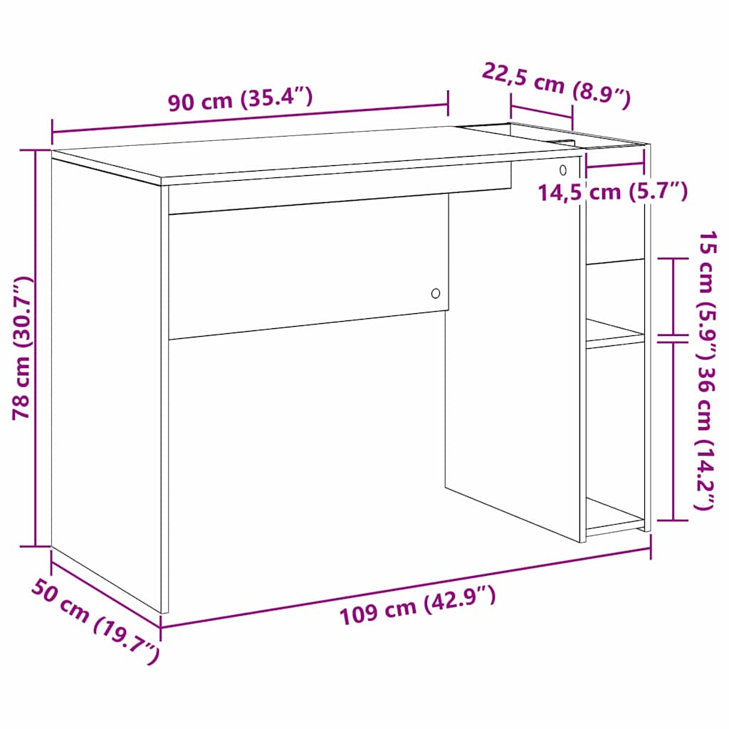 Escritorio Madera De Ingeniería 109 X 50 X 78 Cm