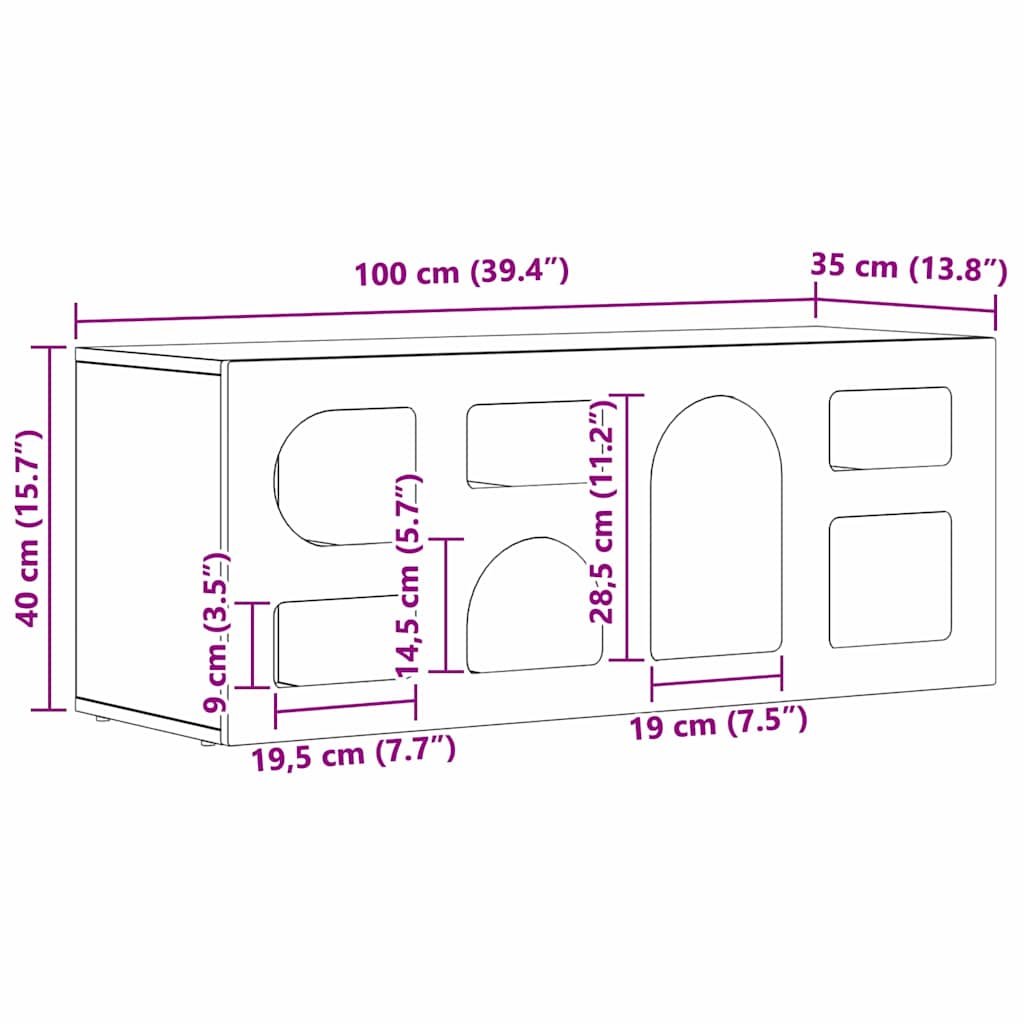 Mueble De Tv Roble Artesanal 100 X 35 X 40 Cm