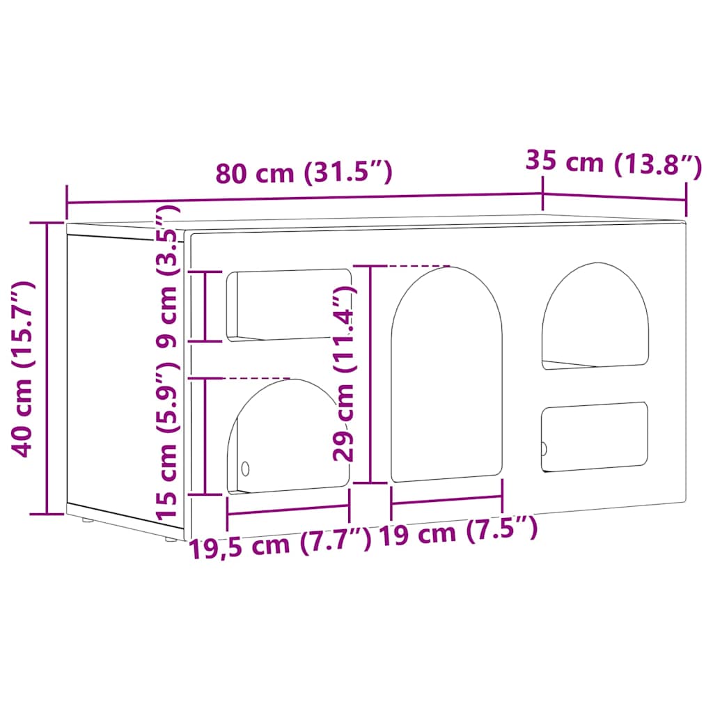 Mueble De Tv Roble Artesanal 80 X 35 X 40 Cm
