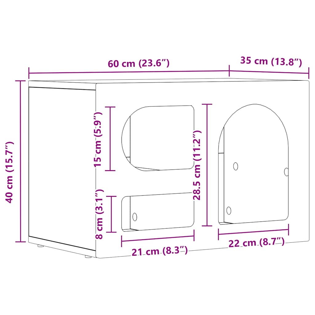 Mueble De Tv Roble Artesanal 60 X 35 X 40 Cm