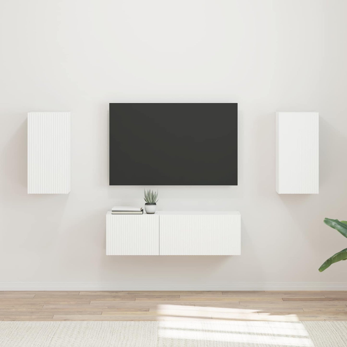 Conjunto De Mueble Para Tv De Pared 4 Pcs Madera De Ingeniería
