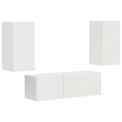 Conjunto De Mueble Para Tv De Pared 4 Pcs Madera De Ingeniería