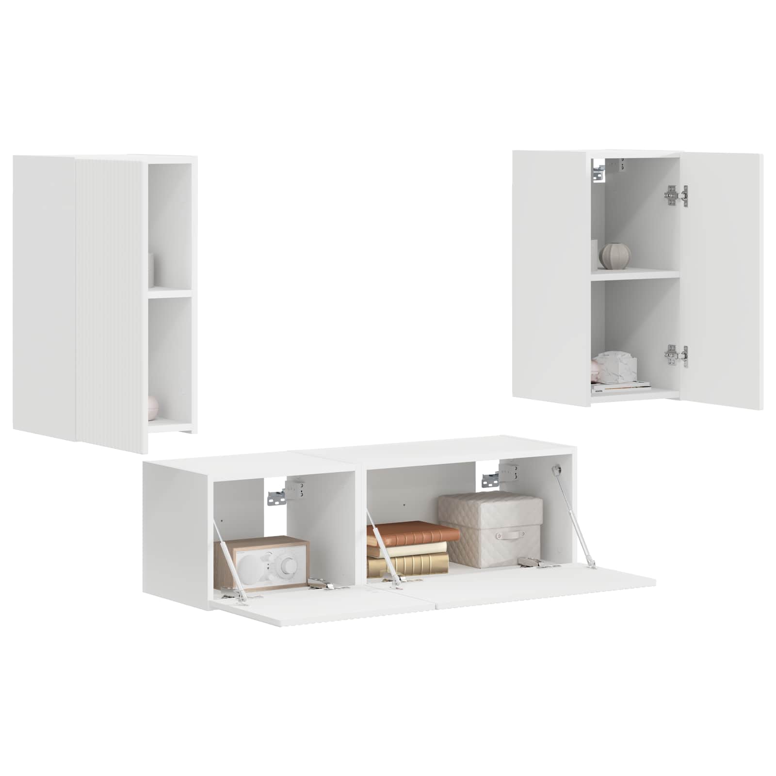Conjunto De Mueble Para Tv De Pared 4 Pcs Madera De Ingeniería