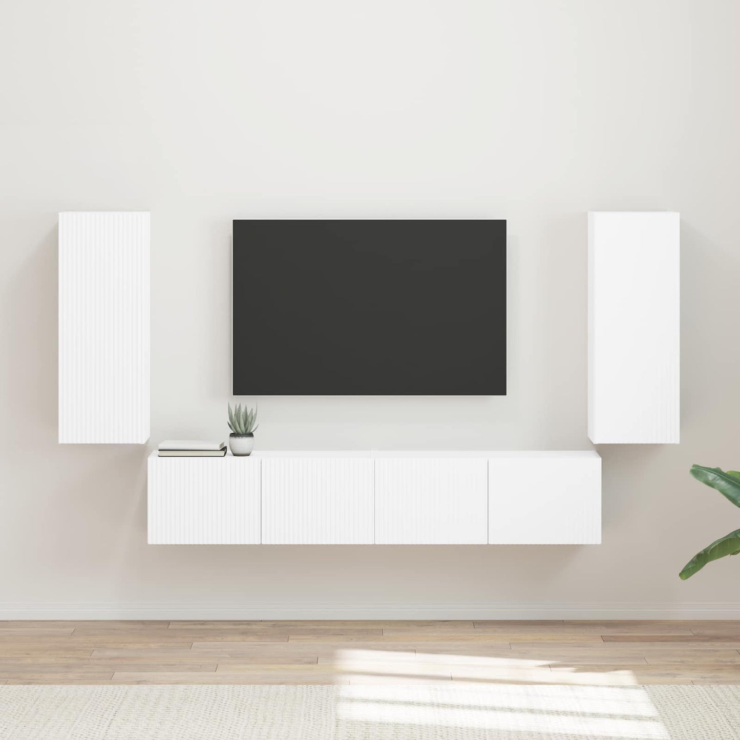 Conjunto De Mueble Para Tv De Pared 4 Pcs Madera De Ingeniería