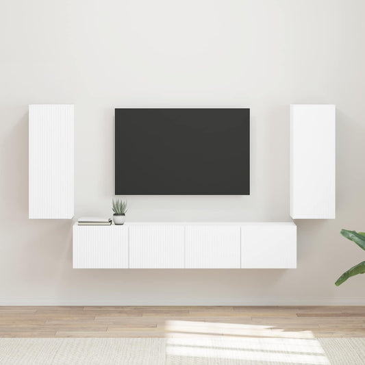 Conjunto De Mueble Para Tv De Pared 4 Pcs Madera De Ingeniería