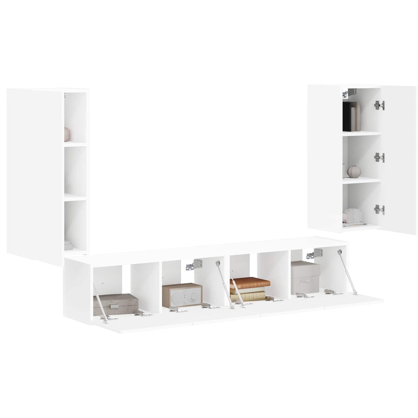 Conjunto De Mueble Para Tv De Pared 4 Pcs Madera De Ingeniería