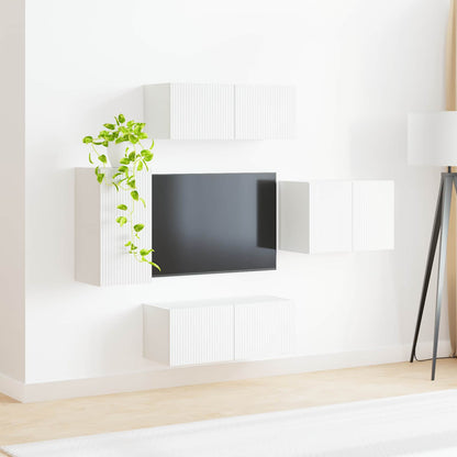 Conjunto De Mueble Para Tv De Pared 4 Pcs Madera De Ingeniería