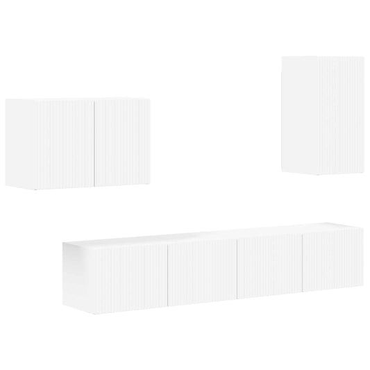 Conjunto De Mueble Para Tv De Pared 4 Pcs Madera De Ingeniería