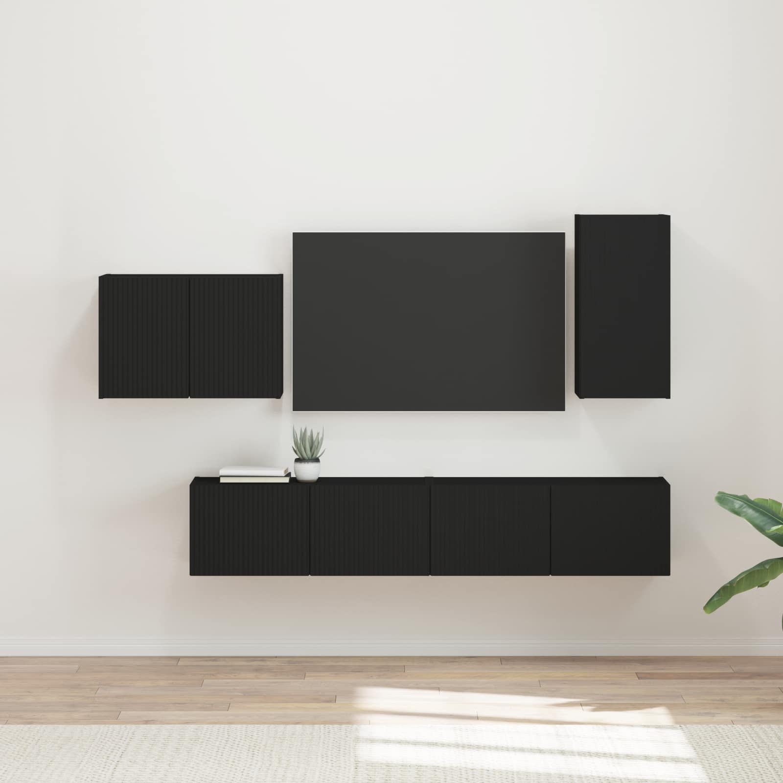 Conjunto De Mueble Para Tv De Pared 4 Pcs Madera Vieja