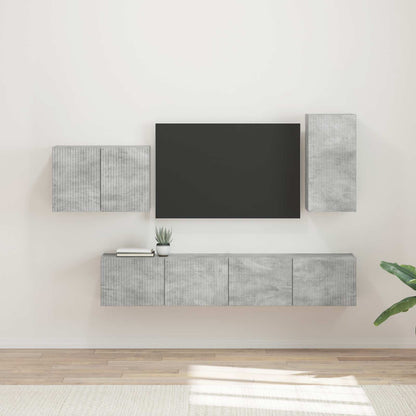 Conjunto De Mueble Para Tv De Pared 4 Pcs Madera Vieja