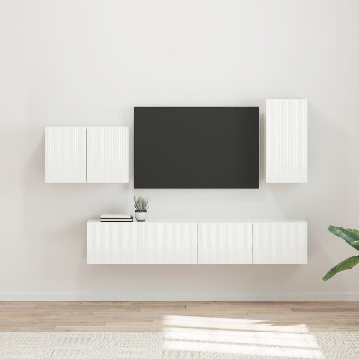 Conjunto De Mueble Para Tv De Pared 4 Pcs Madera Vieja