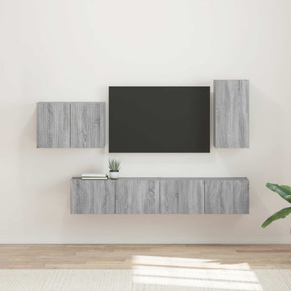 Conjunto De Mueble Para Tv De Pared 4 Pcs Madera Vieja