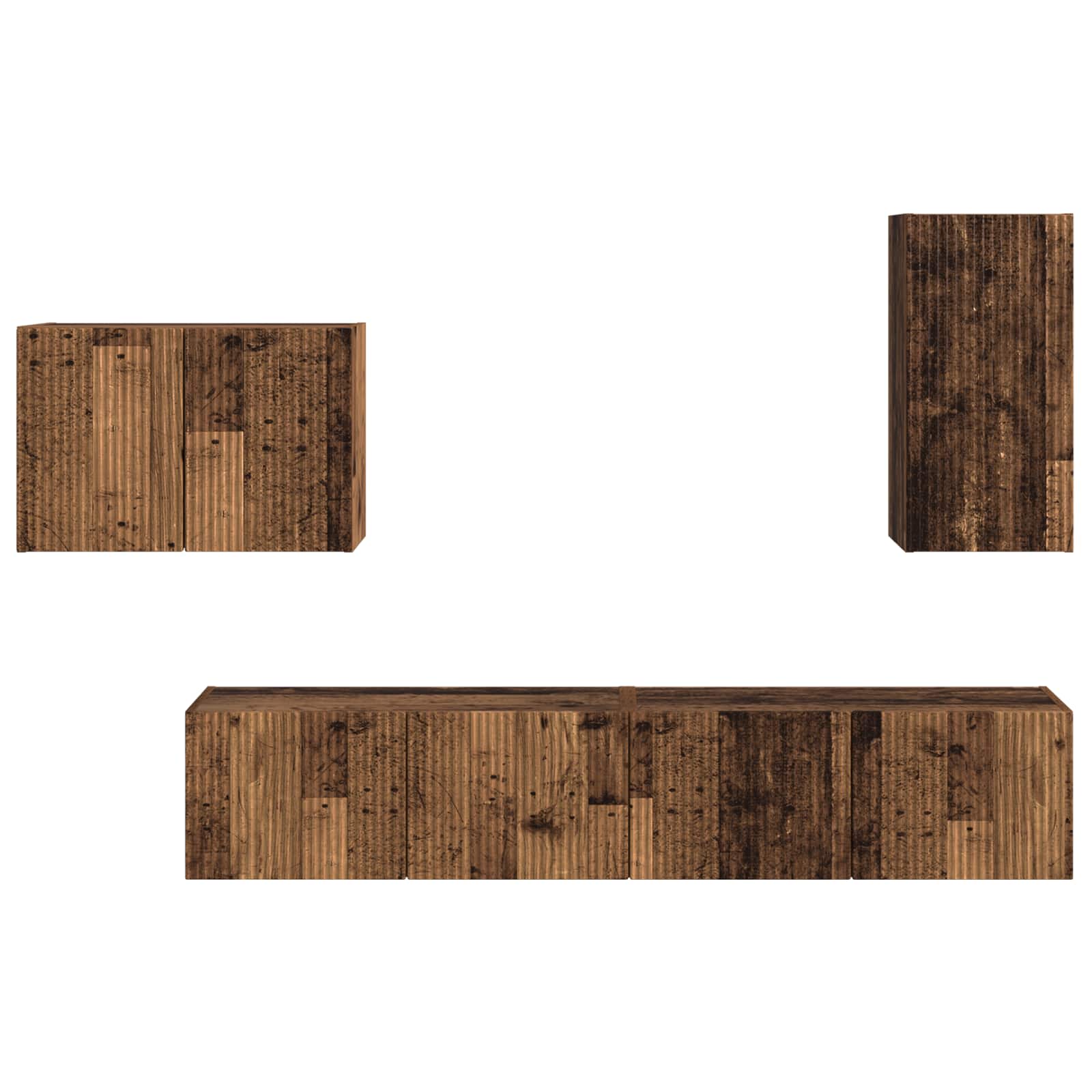 Conjunto De Mueble Para Tv De Pared 4 Pcs Madera Vieja